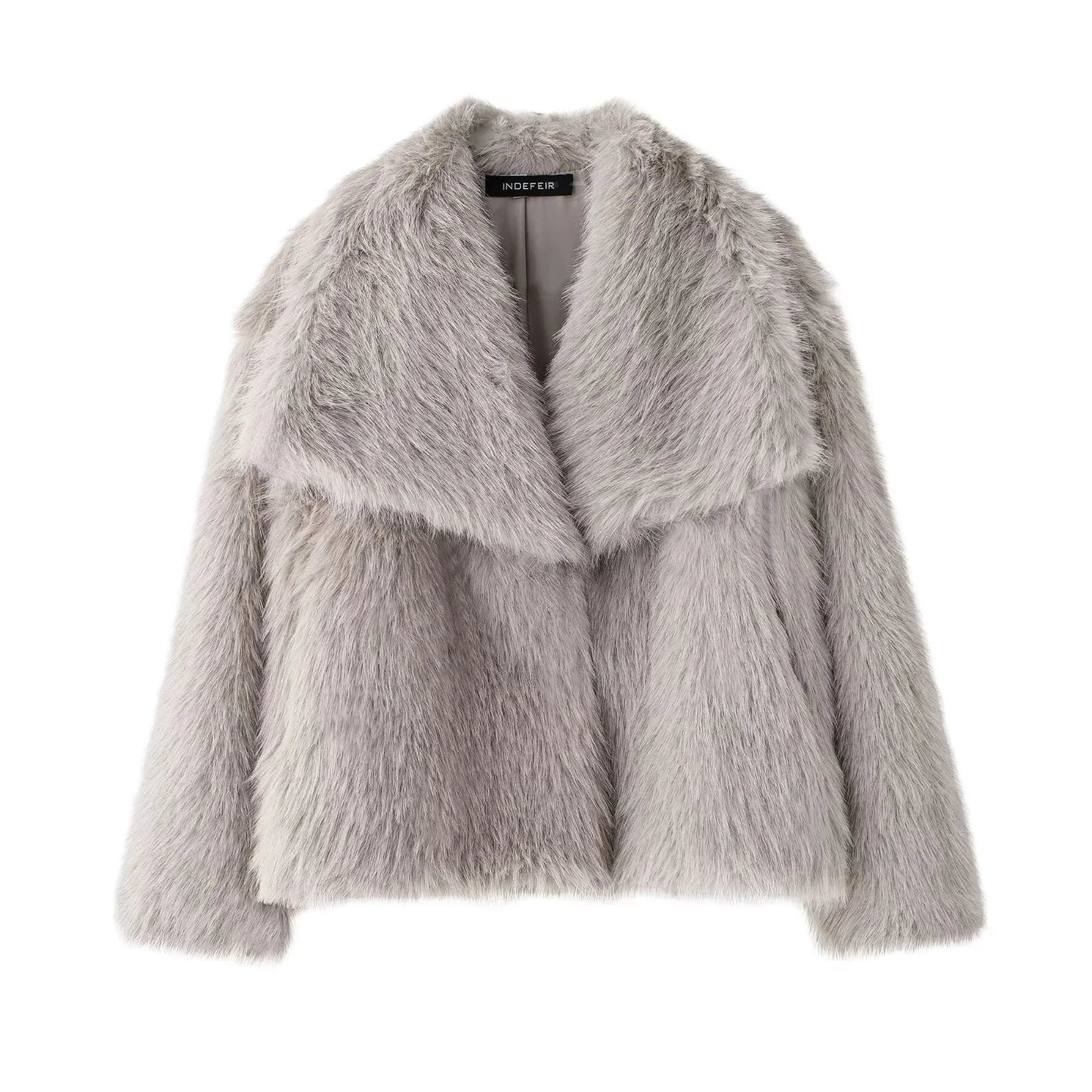 Women's Faux Fur Jacket – Fluffy Oversized Collar Warm Coat