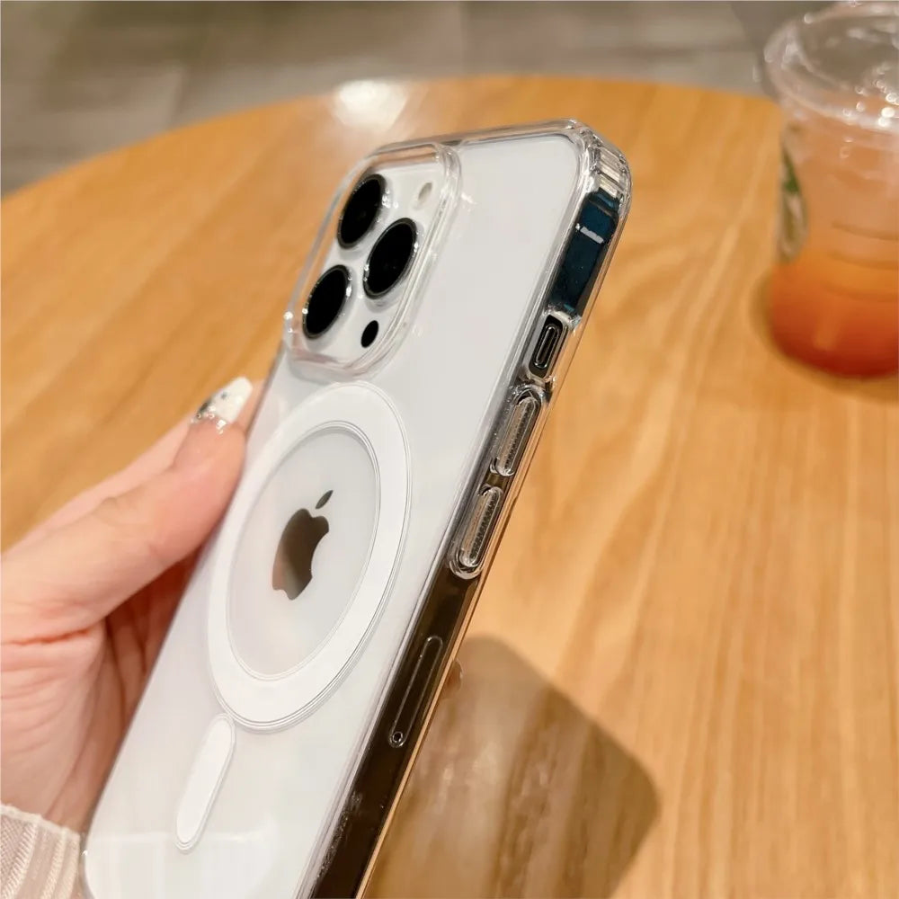 Magesafe Magnetic Transparent Wireless Charge Case Iphone 11 12 13 14 15 16 Pro Max Plus Mini
