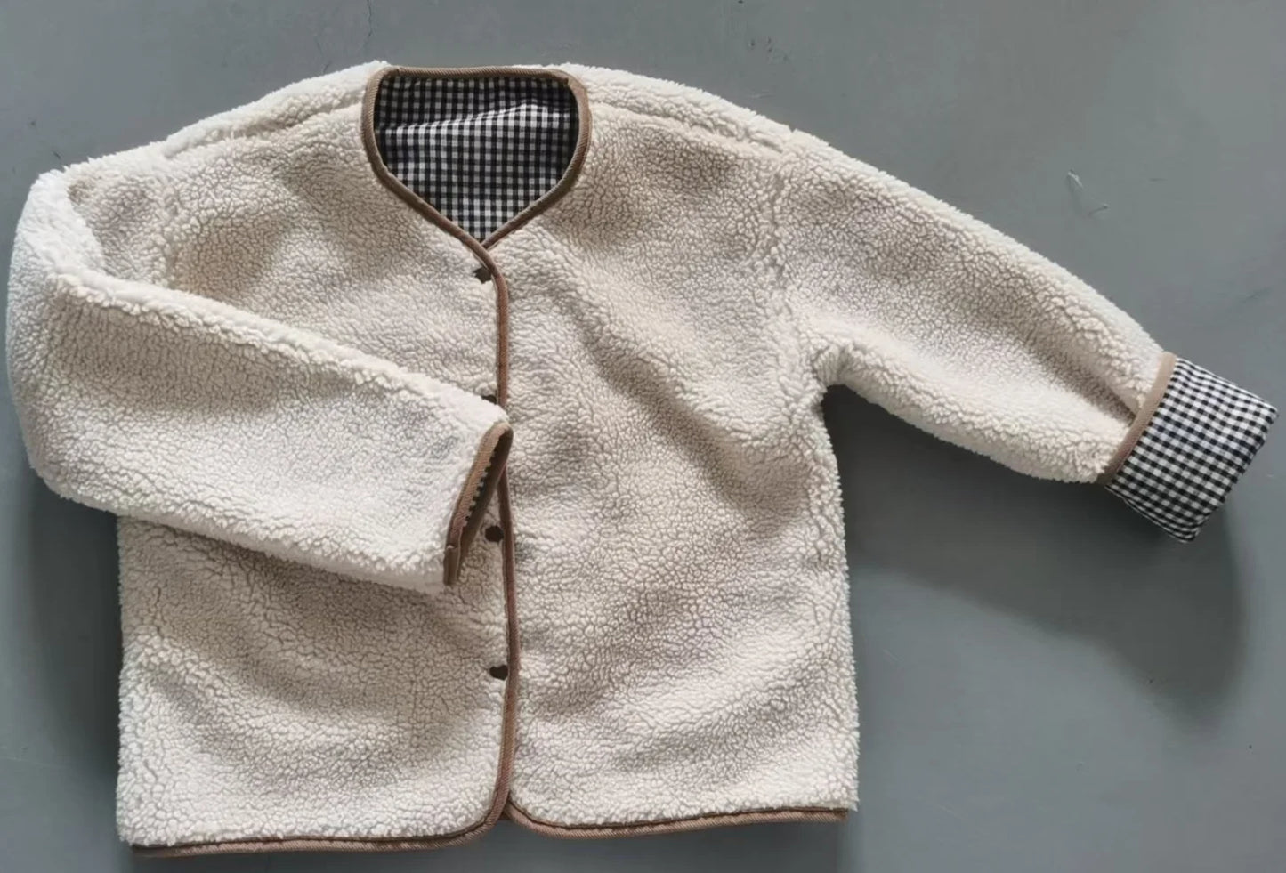 Kids Reversible Plush Plaid Jacket – Warm Winter Coat
