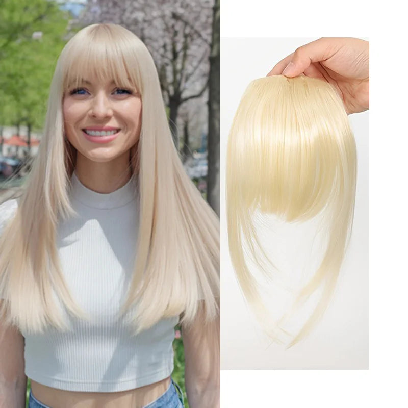 Synthetic Hair Clip-In Bangs Cut Wispy Fringe Sideburns Dark Brown Natural Look Women Daily Party