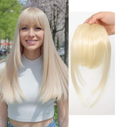 Synthetic Hair Clip-In Bangs Cut Wispy Fringe Sideburns Dark Brown Natural Look Women Daily Party