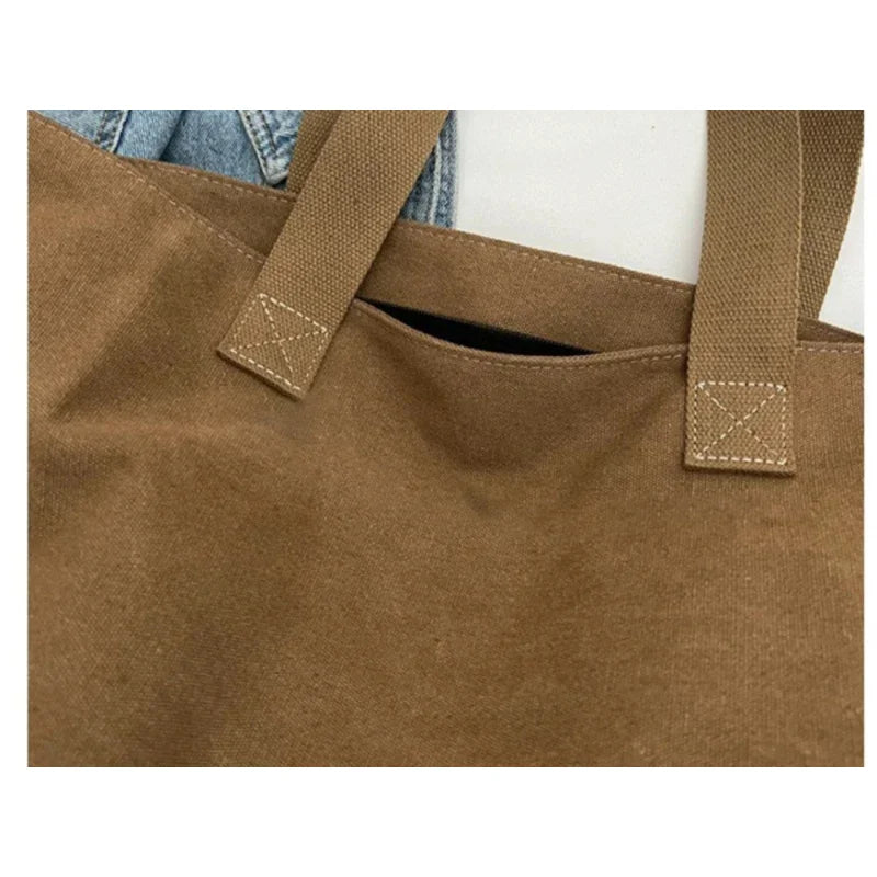 Canvas Tote Bag for Women – Large Cute Cat Print with Zipper