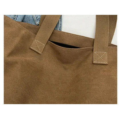 Canvas Tote Bag for Women – Large Cute Cat Print with Zipper