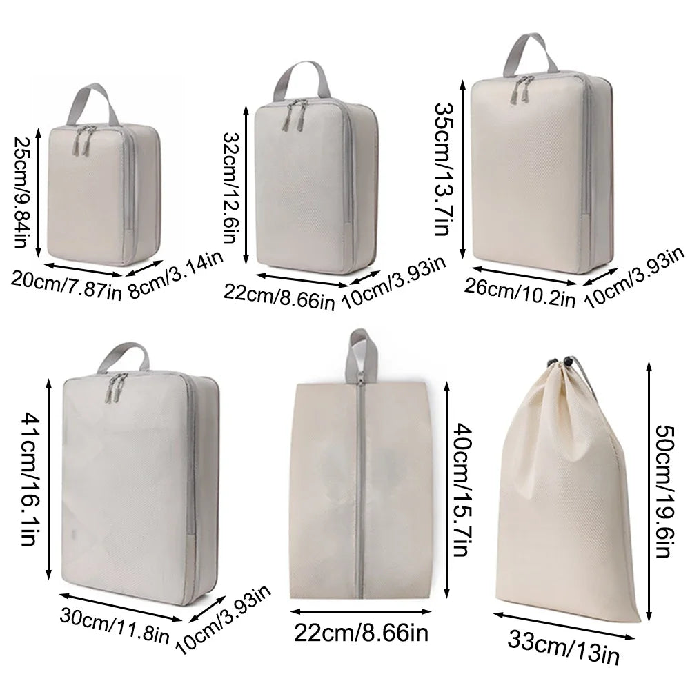 Packing Cubes Set 6-Piece – Compressible Travel Organizer Bags