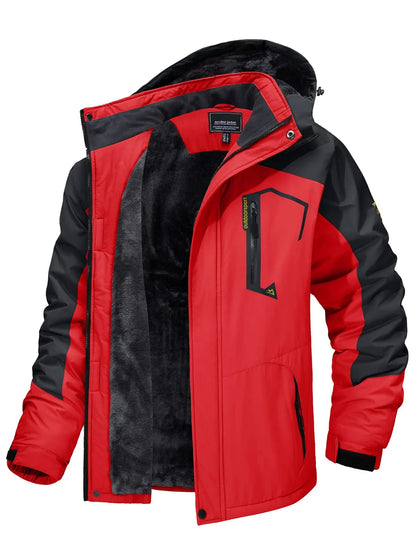 Men's Fleece-Lined Mountain Jacket – Removable Hood Hiking Coat