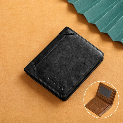 RFID Blocking Men's Slim Bifold Wallet – PU Leather