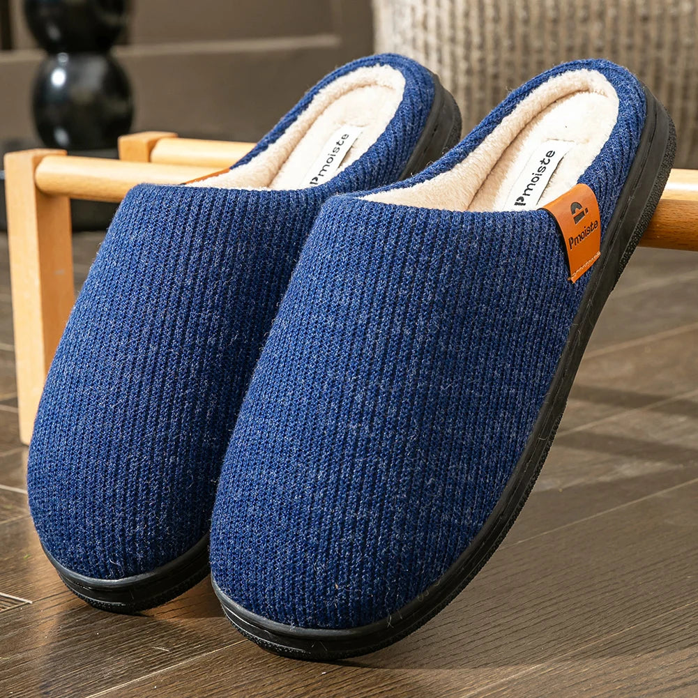 Winter Men S Slippers Memory Cotton Shoe Pad Tpr Large Sole Flat Bottom Anti Slip Warm Comfortable