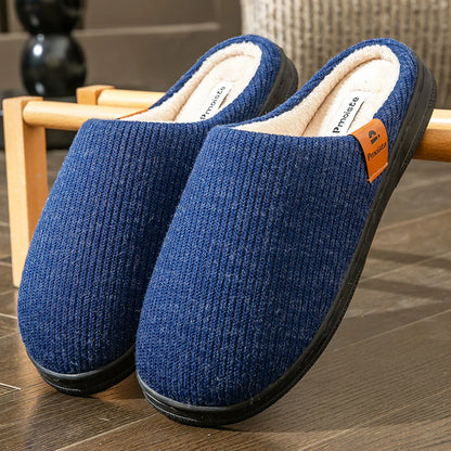 Winter Men S Slippers Memory Cotton Shoe Pad Tpr Large Sole Flat Bottom Anti Slip Warm Comfortable