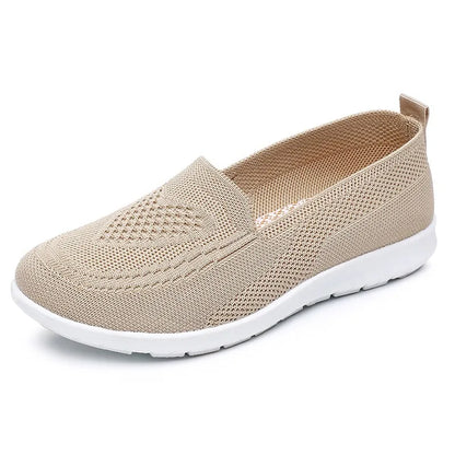Women's Breathable Slip-On Flats – Casual Knit Mesh Shoes