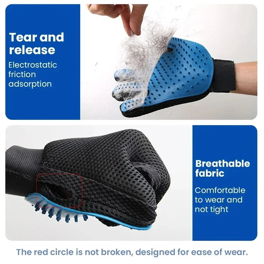 Pet Grooming Glove – Hair Remover & Massage Brush for Dogs & Cats