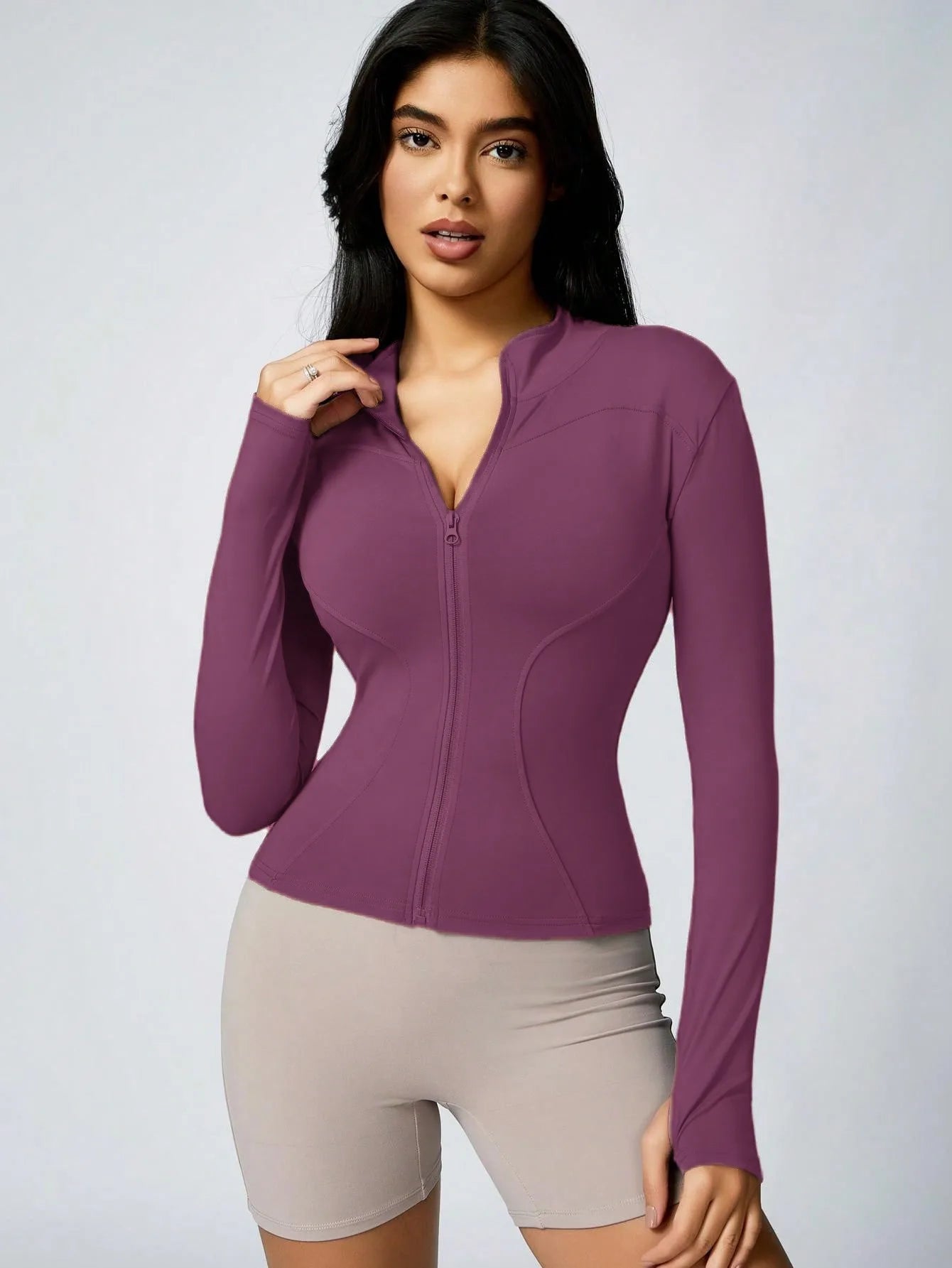 Women's Zip-Up Sports Jacket – Slim Fit Athletic Top