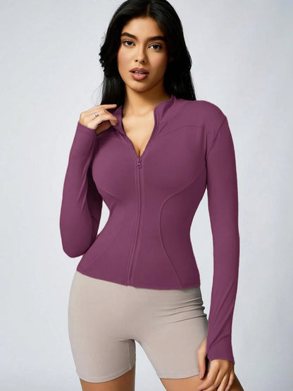 Women's Zip-Up Sports Jacket – Slim Fit Athletic Top