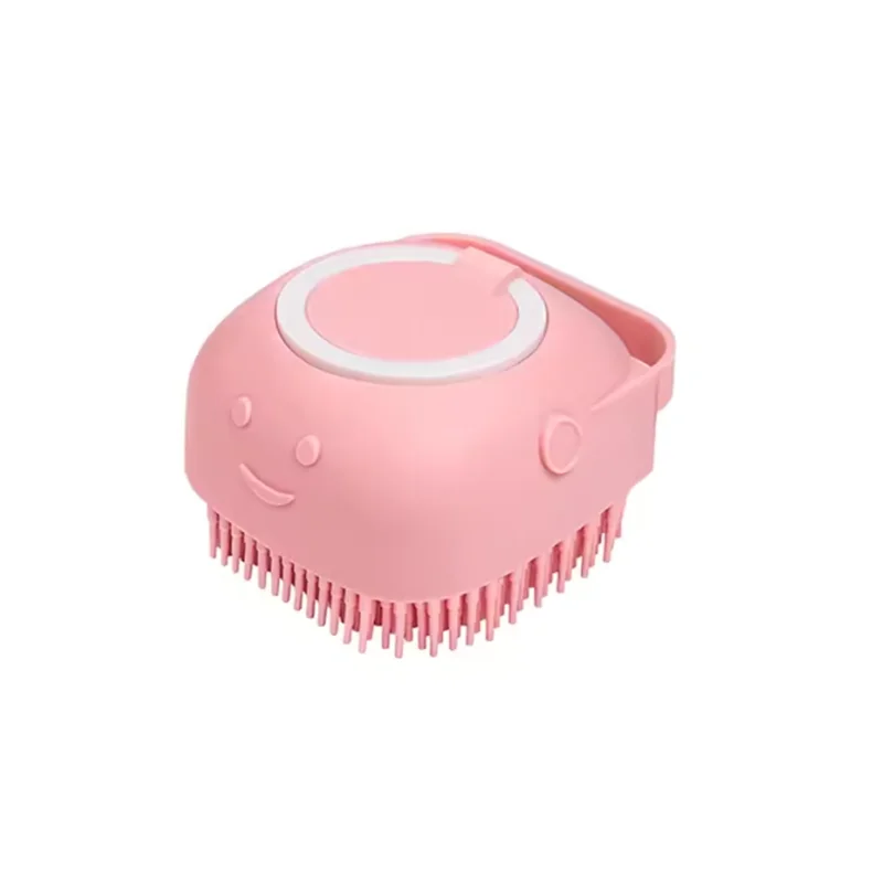 Silicone Pet Bath Massage Brush with Shampoo Dispenser