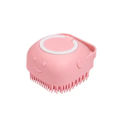 Silicone Pet Bath Massage Brush with Shampoo Dispenser