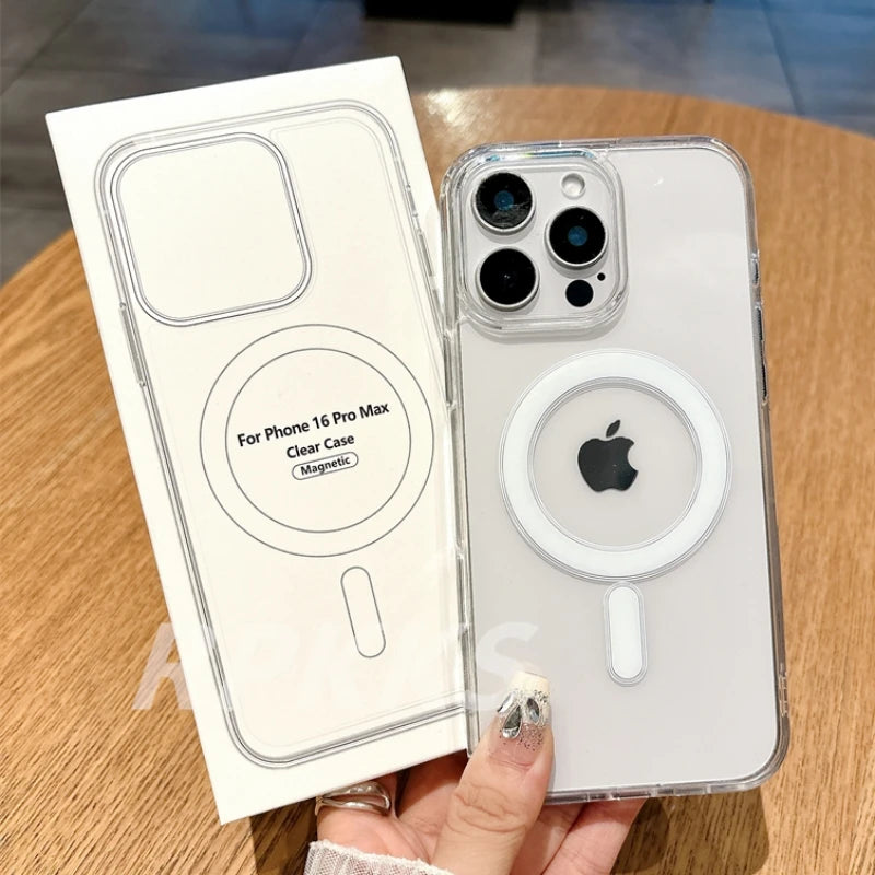 Transparent Magsafe Magnetic Wireless Charge Case Iphone 11 12 13 14 15 16 17 Pro Xs Max Xr 16e Air