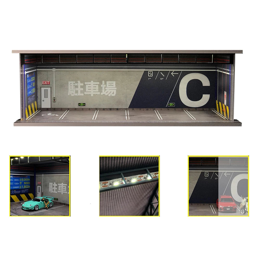 G-Fans 1/64 Scale Parking Lot Diorama Scene with LED Light
