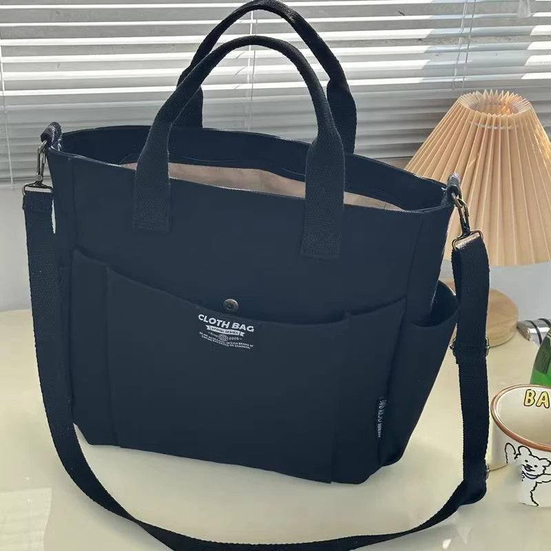 Large Capacity Canvas Tote Bag – Minimalist Shoulder & Crossbody Bag for Women