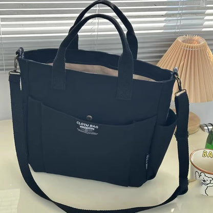 Large Capacity Canvas Tote Bag – Minimalist Shoulder & Crossbody Bag for Women