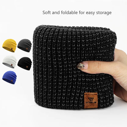 Reflective Knitted Beanie Hat – Unisex Windproof Warm Winter Cap