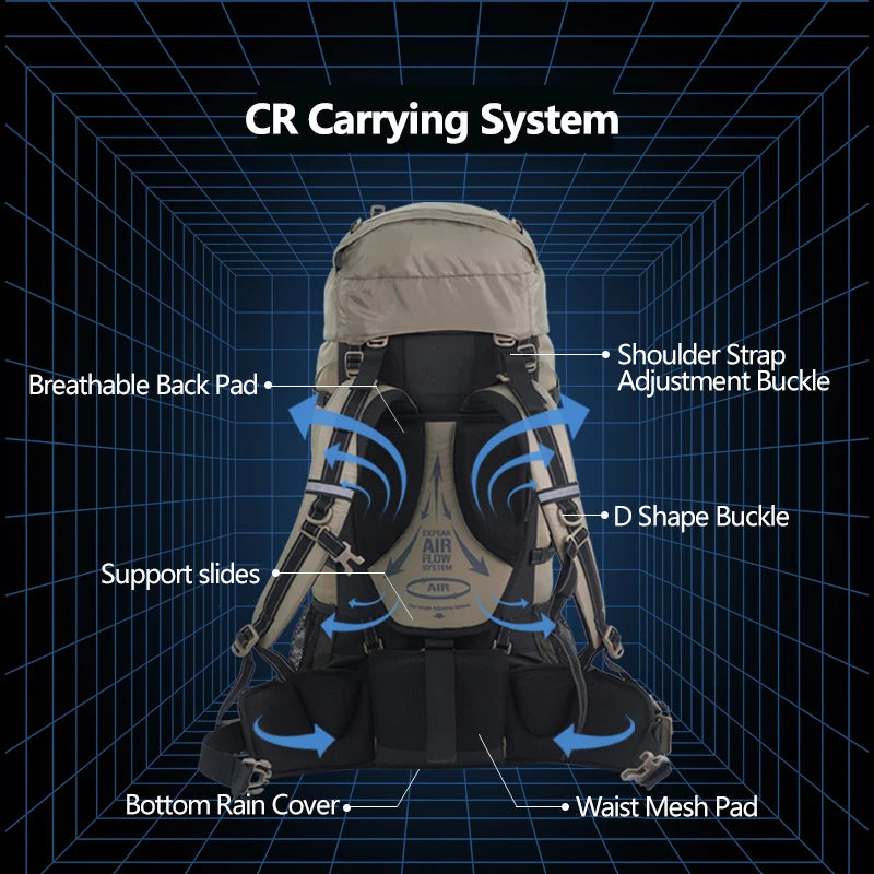 Naturehike 70L Hiking Backpack with Rain Cover – Ergonomic Camping Pack