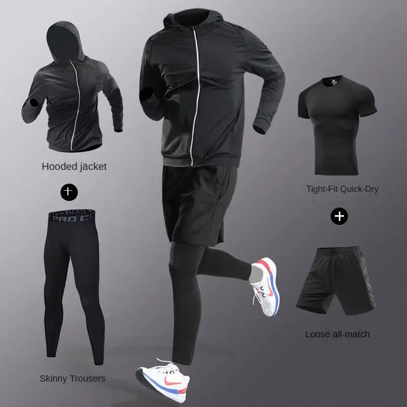 Men's Quick-Dry Compression Fitness Set – 3 to 7 Piece Running Suit