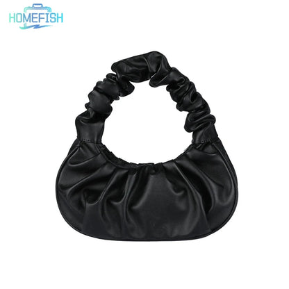 Pleated Cloud Hobo Bag – Women's PU Leather Handbag