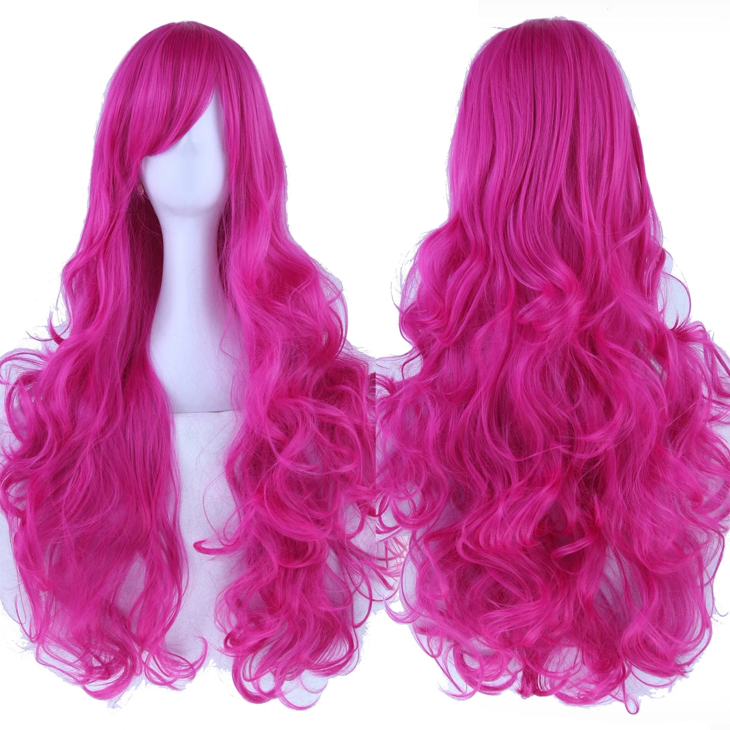 Soowee Curly Long Synthetic Hair Green Wig Hairpiece Pink Black Party Cosplay Wigs Women