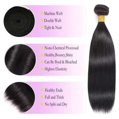Brazilian Long Straight Hair 26 28 30 Inch 15a Human Bundles Bone Unprocessed Virgin 1