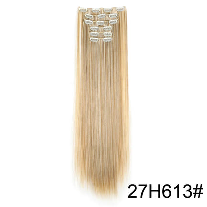 Clip-In Hair Extensions 6-Piece Set Long Straight Synthetic Seamless
