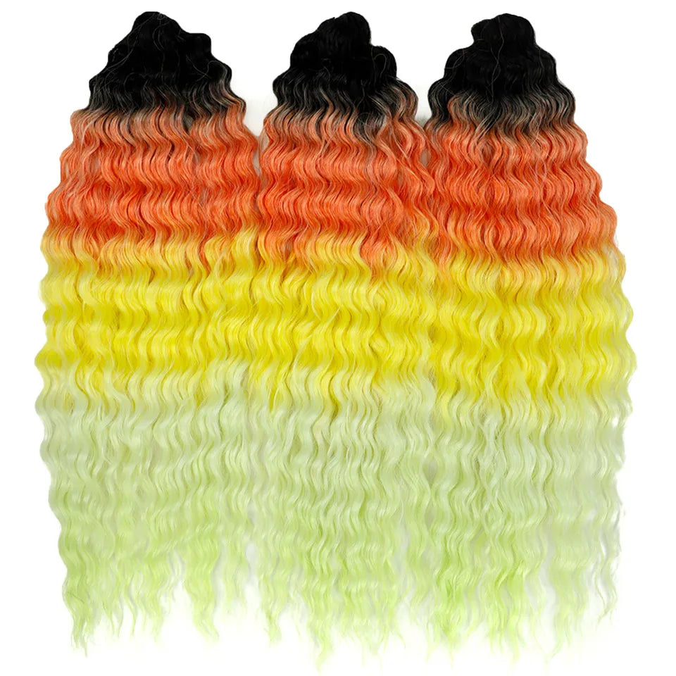 Idol 300g 22 Inch Ariel Curl Hair Water Wave Twist Crochet Synthetic Ombre Rainbow Color Braiding