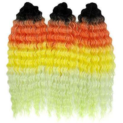 Idol 300g 22 Inch Ariel Curl Hair Water Wave Twist Crochet Synthetic Ombre Rainbow Color Braiding