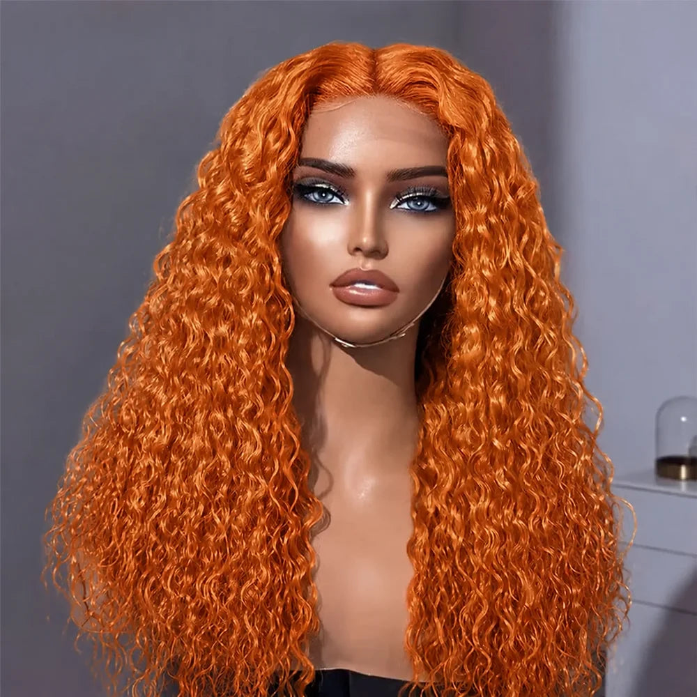 Ginger Orange Curly Lace Front Wig Human Hair 13x4 13x6