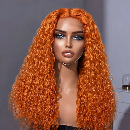 Ginger Orange Curly Lace Front Wig Human Hair 13x4 13x6