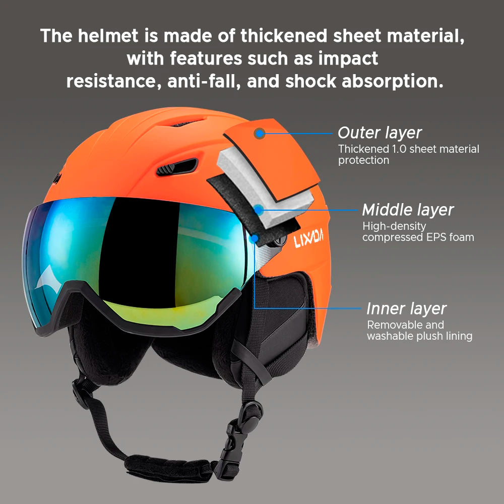 Ski Helmet with Integrated Visor Goggles – Lixada Men & Women