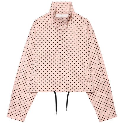 Polka Dot Bomber Jacket & Shorts Set – Women's Oversized Outerwear