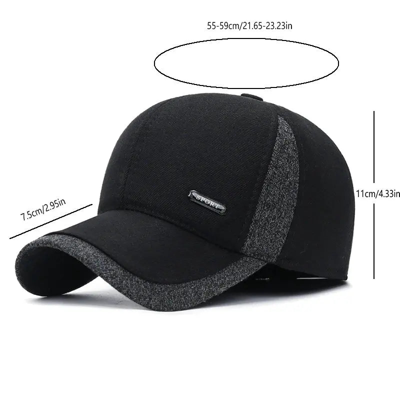 Winter Baseball Cap with Ear Flaps – Men's Warm Thick Hat
