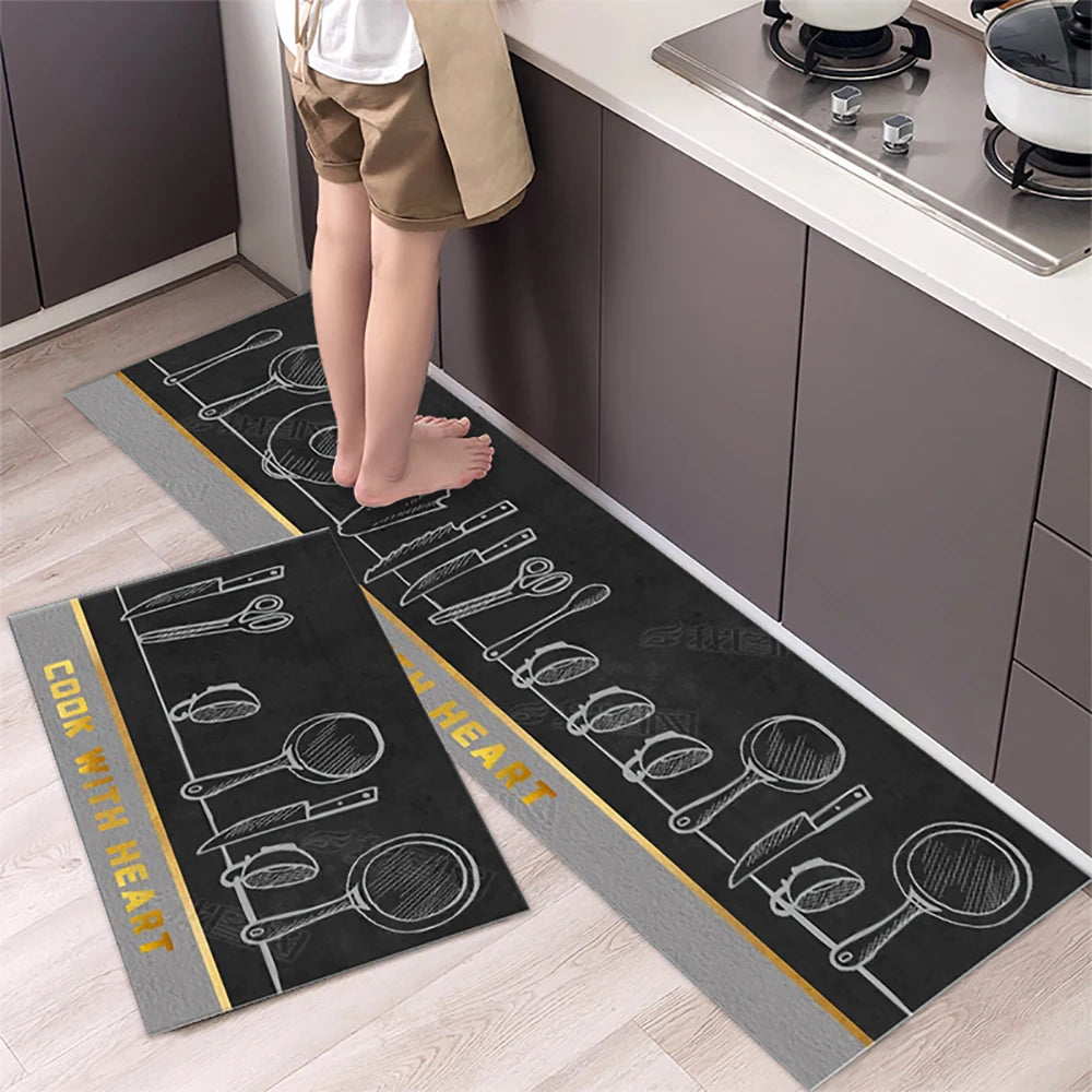 Anti-Slip Kitchen Floor Mat Set – Soft Washable Area Rug for Kitchen, Bedroom & Hallway