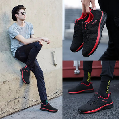 Men's Lightweight Knit Sneakers – Breathable Running & Walking Shoes