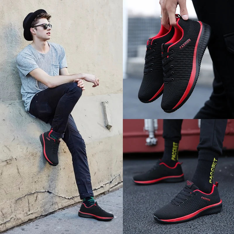 Men's Knit Running Sneakers – Lightweight Casual Athletic Shoes