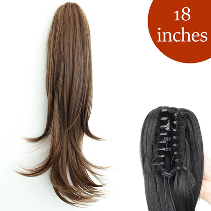 Synthetic Long Straight Claw Clip Ponytail Hair Extensions 24inch Heat Resistant Pony Tail Piece