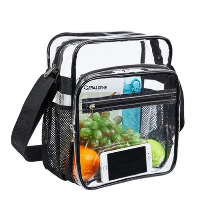 Clear PVC Crossbody Bag with Mesh Strap – Waterproof & Lightweight