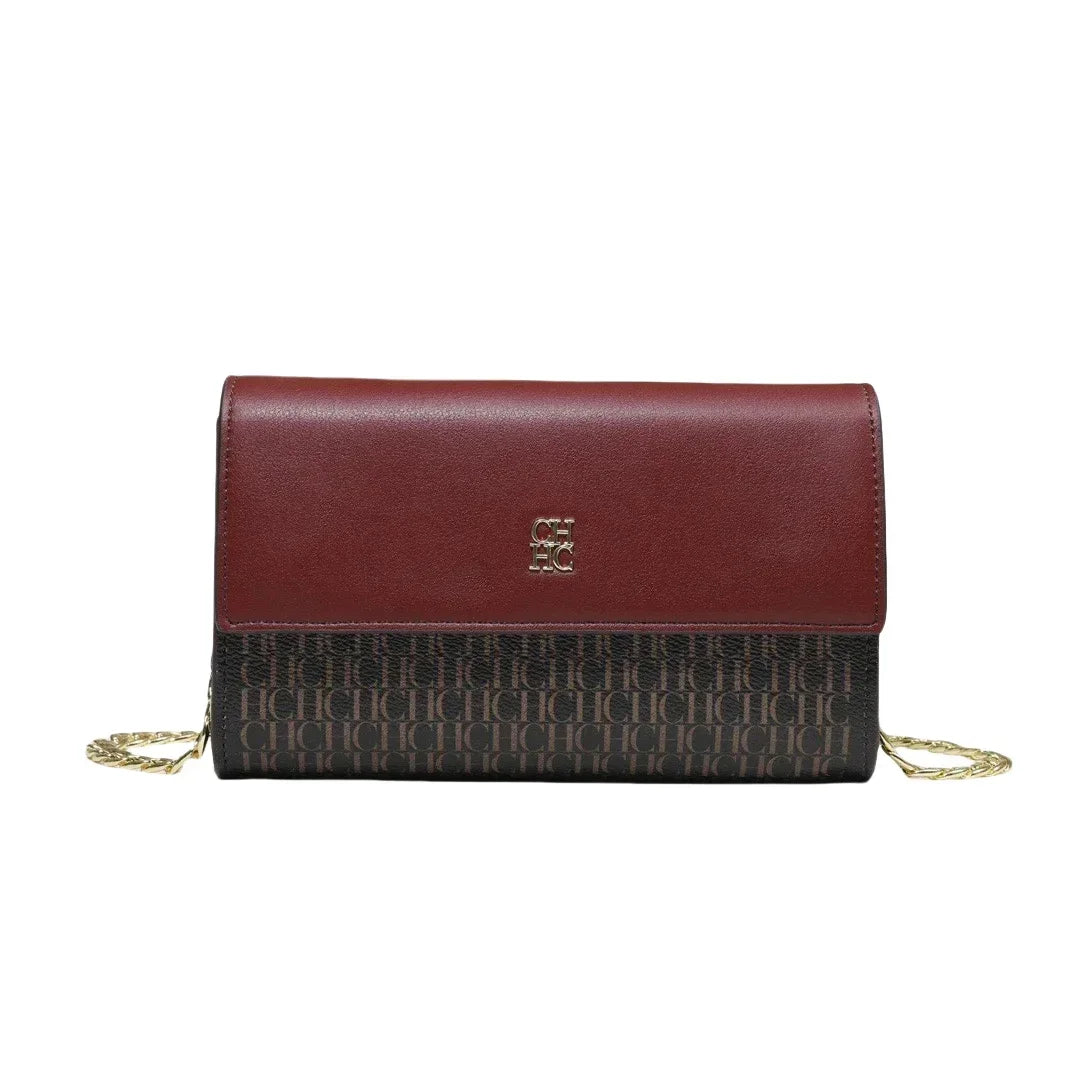 Women's Chain Crossbody Bag – Letter Print PU Leather Flap Shoulder Purse