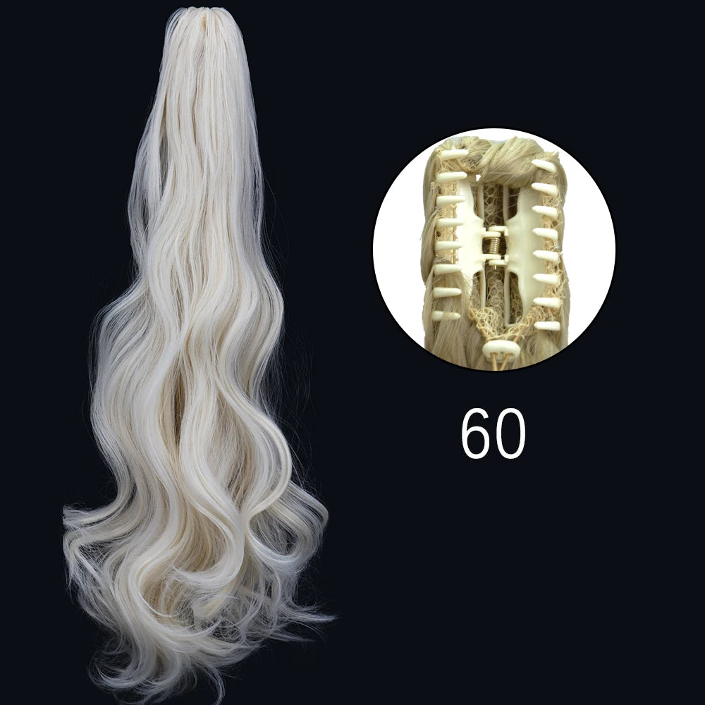 Synthetic Long Straight Claw Clip Ponytail Hair Extensions 24inch Heat Resistant Pony Tail Piece