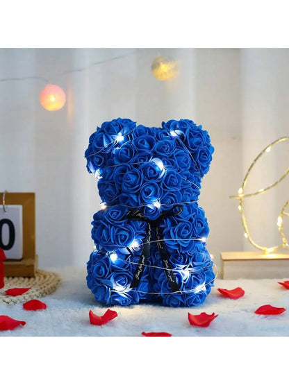 Rose Teddy Bear with LED Lights Artificial Flower Gift