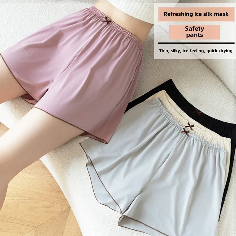 Ice Silk Pajama Shorts – Loose Breathable Summer Home Shorts