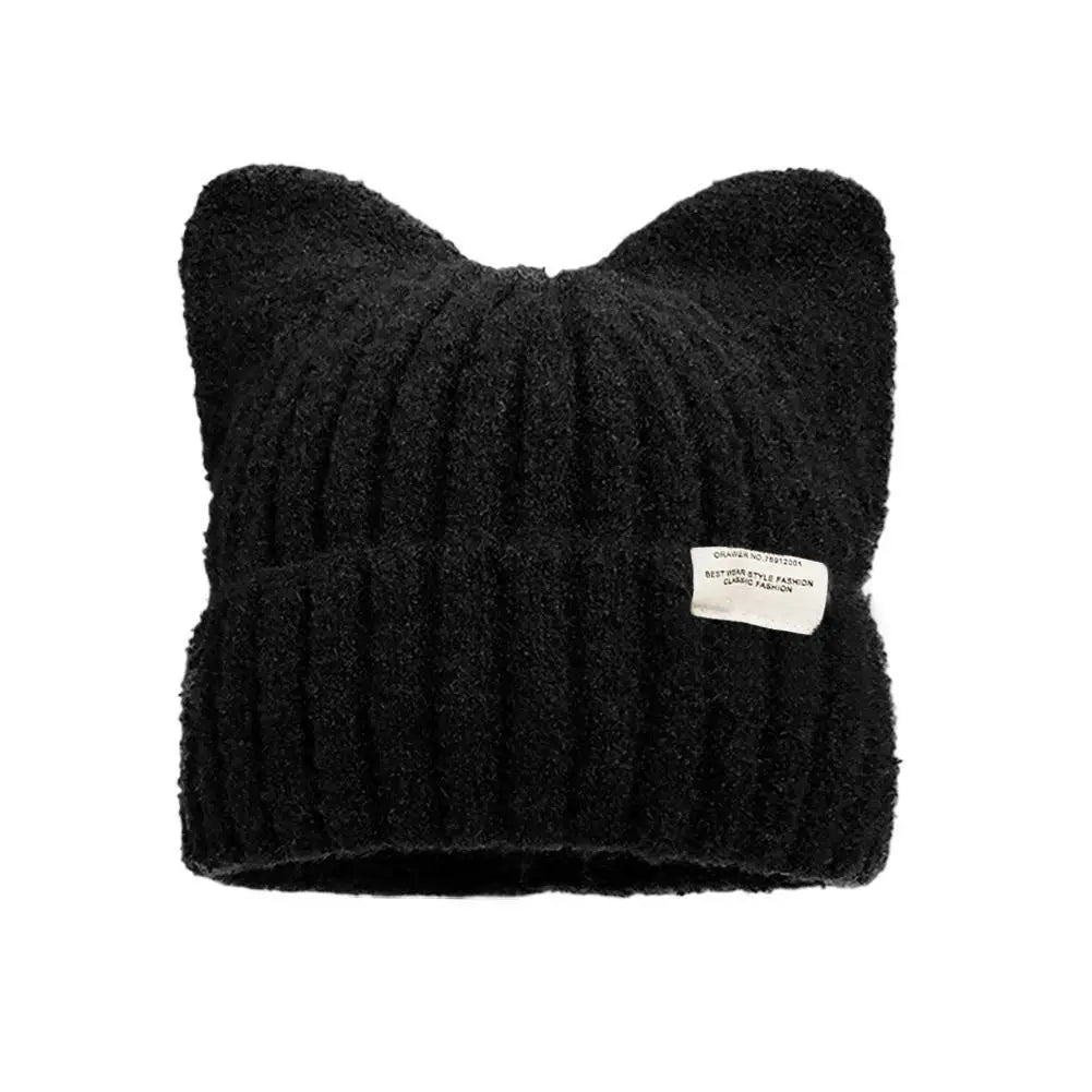 Cat Ear Beanie Hat – Women's Warm Knit Winter Cap