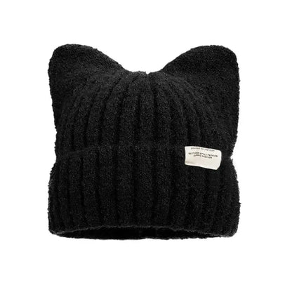 Cat Ear Beanie Hat – Women's Warm Knit Winter Cap