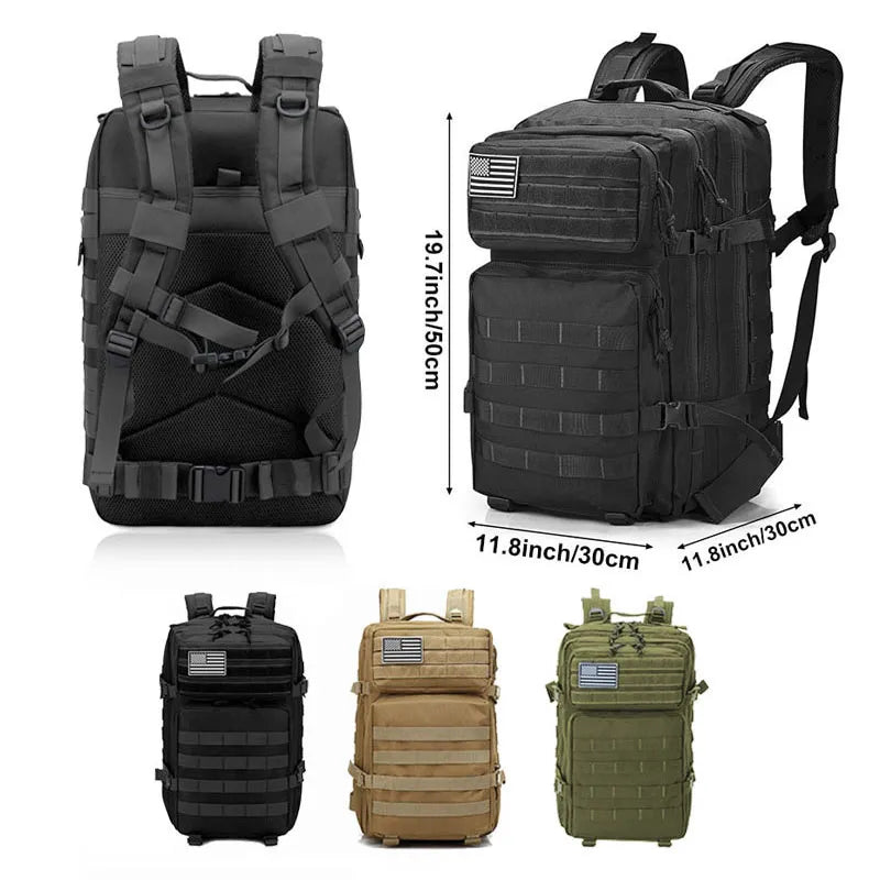 50L Tactical Backpack – Waterproof Military Rucksack for Men