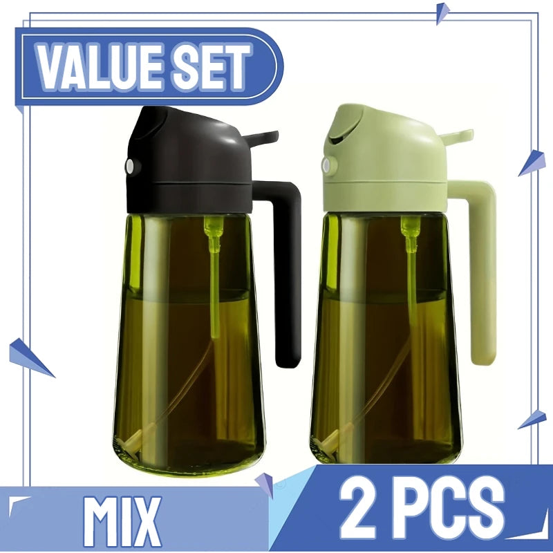 2-in-1 Oil Spray & Pour Bottle with Auto Lid – 500ml