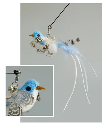 Suction Cup Bird Feather Cat Wand Toy – Interactive Kitten Hunting Toy with Bell